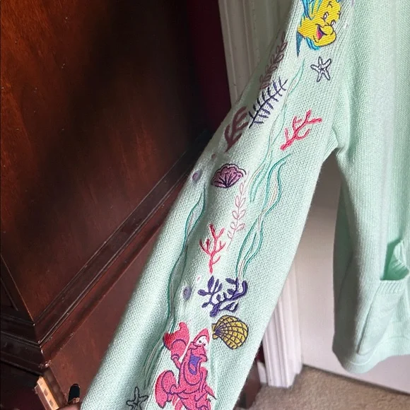 HP🎊Mint Green Women's Open Front Little Mermaid Cardigan Sweater - Picture 5 of 6
